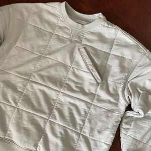 Saturdays NYC Flynn Quilted Crew Sweatshirt in Granite / Stone Color - Men’s M